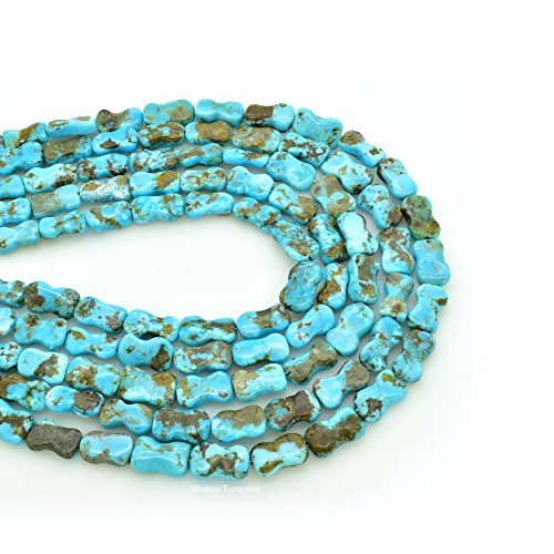 Bluejoy Genuine Natural American Turquoise Dog Bone Bead 16 inch Strand for Jewelry Making (Dark Blue)