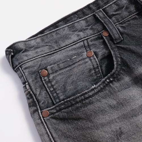 Men's Straight Tapered Leg Jeans Casual Mid Waist Vintage Denim Pants4