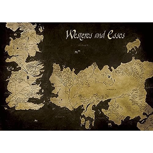 Image of Pyramid International "Game of Thrones Westeros And Essos Antique Map Canvas Print, Cotton, Multi-Colour, 1.80 x 85.00 x 120.00 cm