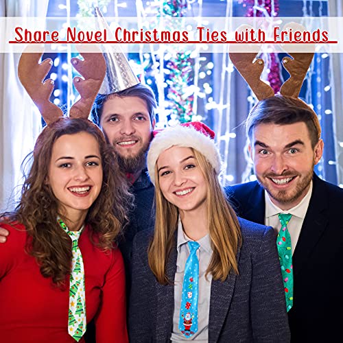 8 Pieces Christmas Ties Novelty Holiday Printed Festive Santa Snowman Neckties For Men Boys Christmas Party Costume (Cute Style) #TOP2