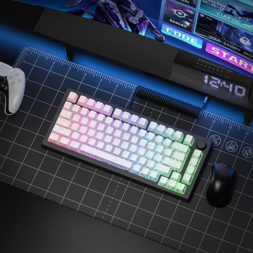 Image of dagaladoo White Topographic keycaps Line Backlit keycaps Shine Through Keyboard Keys Side Printed Key caps Cherry Profile keycap Set for 61 /64 /66 /68 /71 /75 /84 /87 Mechanical Keyboards 98key