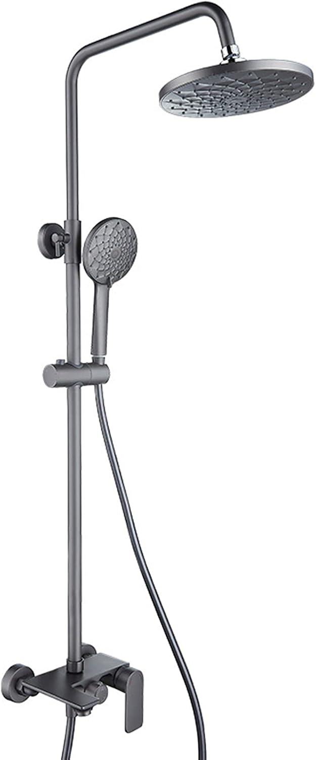 Outdoor Shower Fixture Wall Mounted Triple Function Bathroom Shower Faucet with Round Rainfall Shower Head and Handheld Head