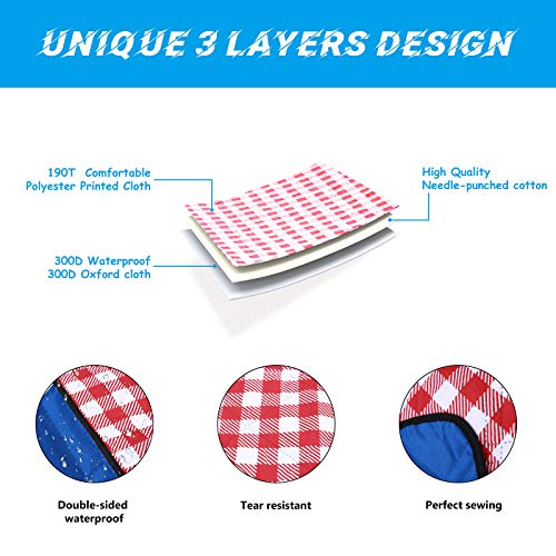 JEAOUIA Large Picnic Blankets Waterproof Foldable - Large Beach Blanket for Hiking Grass Travelling - Washable Lightweight Picnic Mat for Outdoor Camping