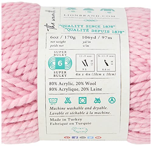 Image of Lion Brand Yarn Wool-Ease Thick & Quick Yarn, Soft and Bulky Yarn for Knitting, Crocheting, and Crafting, 1 Skein, Blossom (Pack of 2)