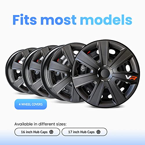 Alpena - VR Carbon Wheel Covers, Premium European-Made Rim Covers with 3-Step Retention System, Durable Hub Caps 16 Inch Set of 4, Fits Most Steel Wheels, Black - Image 5