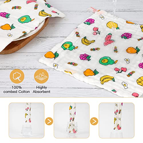 Gielypano 100% Cotton Absorbent Kitchen Dish Towels Set Of 3,Gauze Kitchen Hand Towels, Ultra Soft Dish Towels Dish Cloths, Quick Drying Dish Rags - 12 X 12 Inches, 3 Pack (Fruit) #TOP4