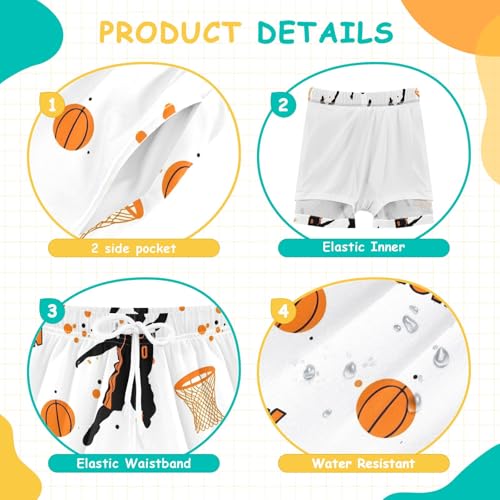 Bolaz Toddler Boys Swimwear Swim Trunks with Compression Liner 4T Basketball Shooting4