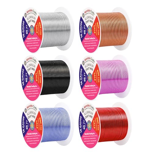 Image of Mandala Crafts 16 GA Red Copper Black Assorted Anodized Aluminum Craft Wire | 390 FT, Colored, Flexible, Bendable for Bonsai Armature Sculpting Wire Wrapping Jewelry Making, Weather & Tarnish Resistant