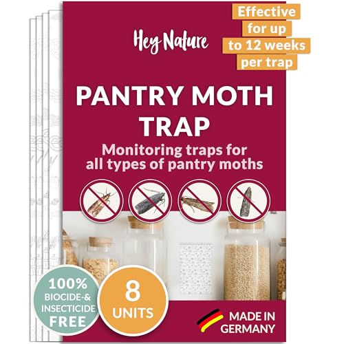 Hey Nature Pantry Moth Traps, 8 Pieces, Food Moth Trap, Non-toxic Moth Catcher With No Insecticides, Pheromone Moth Traps With Maximum Effect to Identify Infestation, Monitoring Trap Against Moths