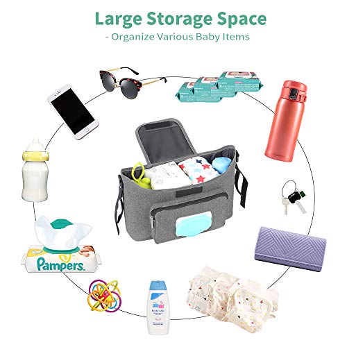 image for Lzellah Baby Stroller Organizer - Stroller Accessories Bag Large Space