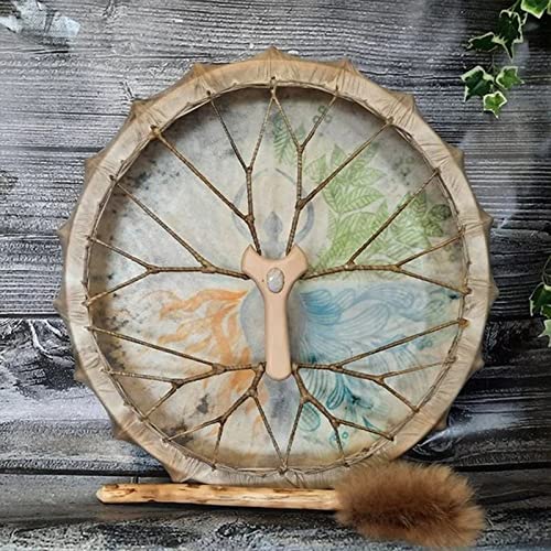 lyrlody Shaman Drum, Retro Tree of Life 10 Inch Drum con baqueta, gran sonido, meticulosamente fabricado, instrumento ideal de percusión para música espiritual, reflexión y meditación miniatura 4