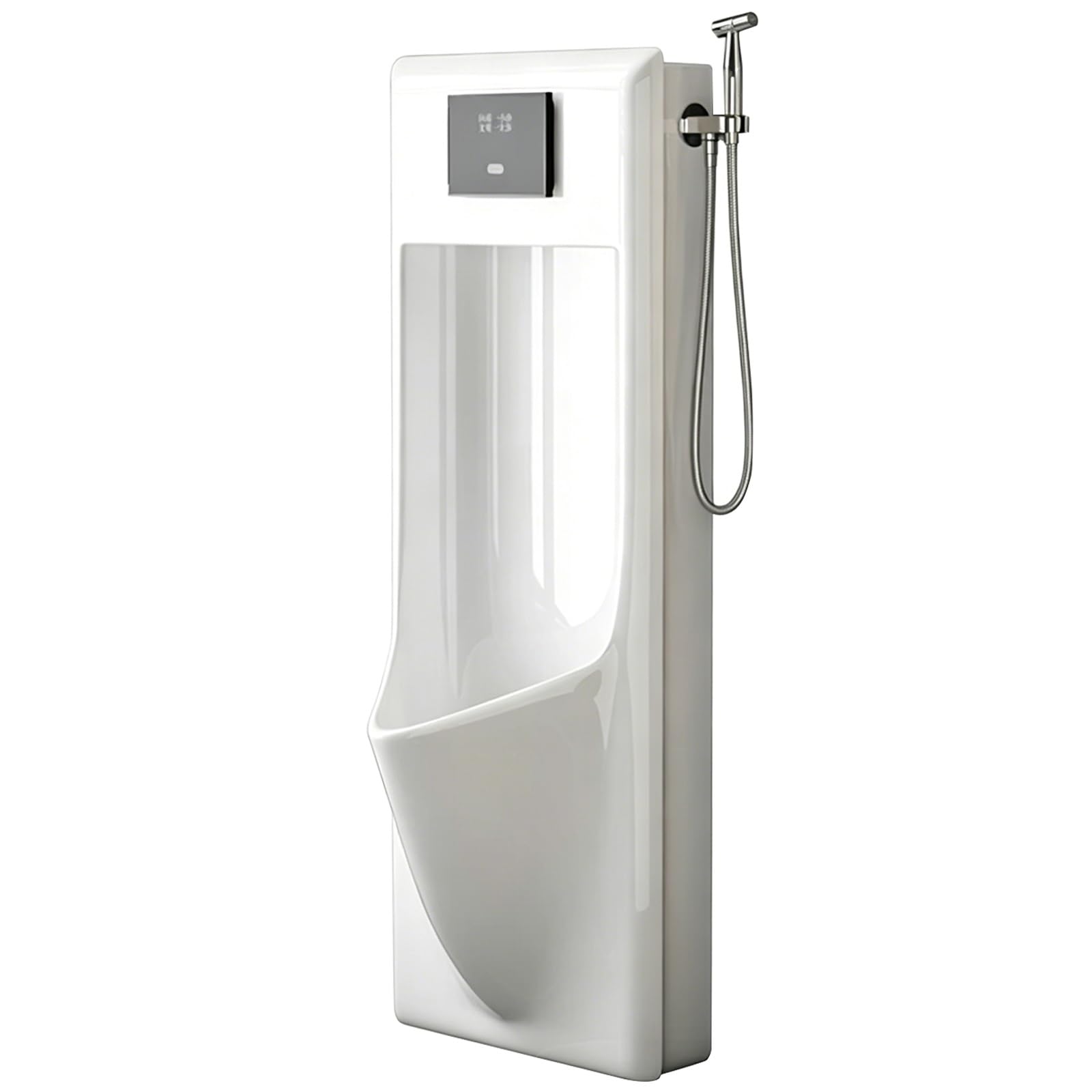 WXXZCE Urinals for Men with Spray Gun, Wall Mounted Ceramic Urinal Spill Proof, Automatic Flushing, Odor Resistant, for Home Bathrooms, Hotels, and Commercial Spaces(38x100x27cm/15x39x10.6in)