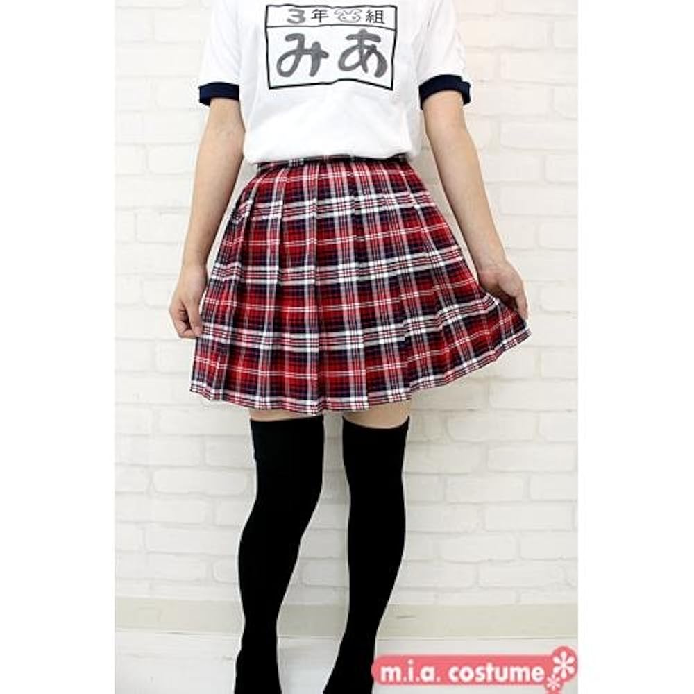 Amazon.co.jp: [m.i.a] チェック柄プリーツスカート単品 色：赤