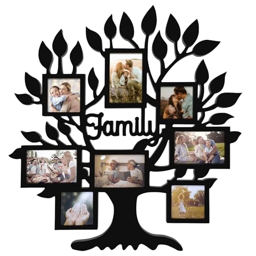 Family Tree Photo Collage Frame for Living Room, 26 x 27 Inch Rus...
