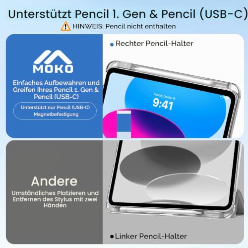 MoKo für iPad (A16) 11. Generation Hülle 11 Zoll 2025 mit Stifthalter – Ansicht 6
