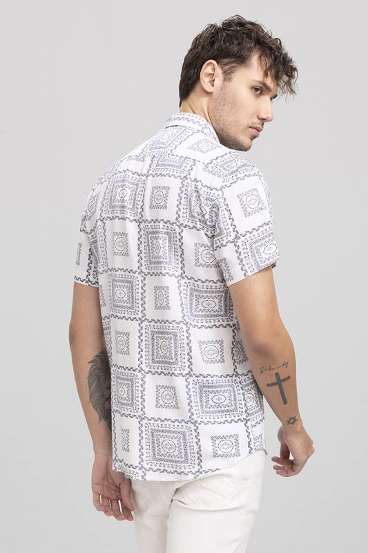 Image of SNITCH Buzau White Shirt Rayon Slim Fit Shirt