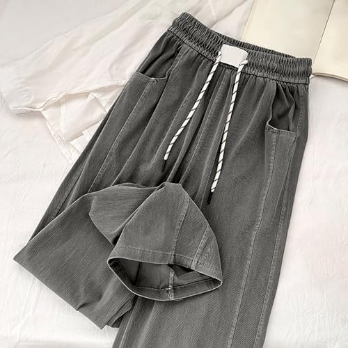 Pantalon large femmes taille haute à cordon ajustement parfait