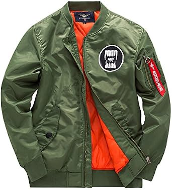 N gaji MA-1 Blouson Jacket Fashionable Mens Embroidered Flight Jacket, Padded, Military, Large Size, Shearling Jacket, Cold Protection, 8811