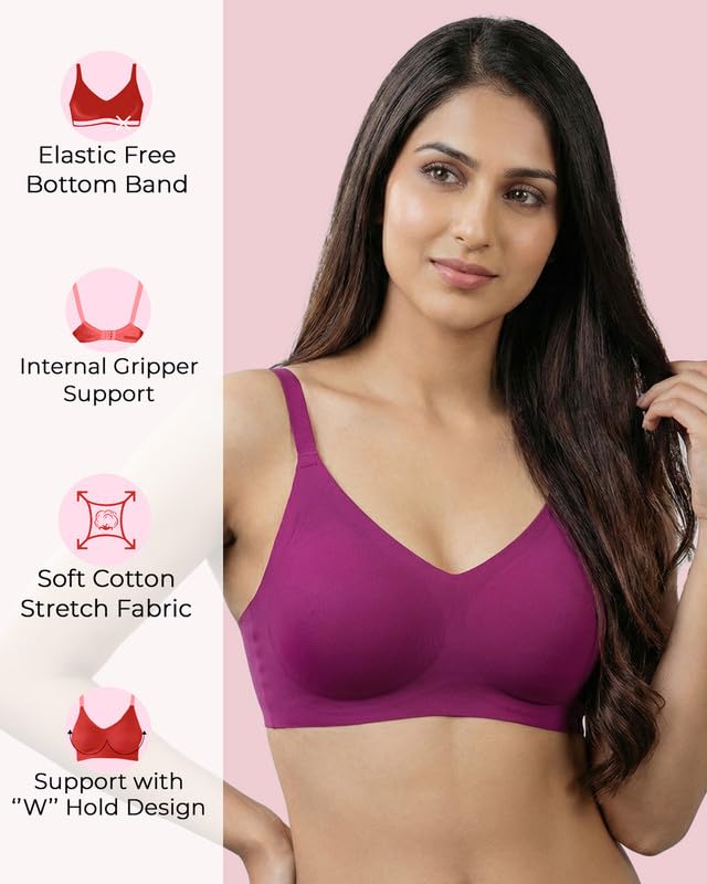 Image of Women's Cotton Padded Full Coverage Bonded Bra | Seamless T-Shirt Bra | Wire-Free | Breathable Cotton Fabric | Elastic-Free Bottom Band & Armholes | No Marks, No Digging | Pack of 1