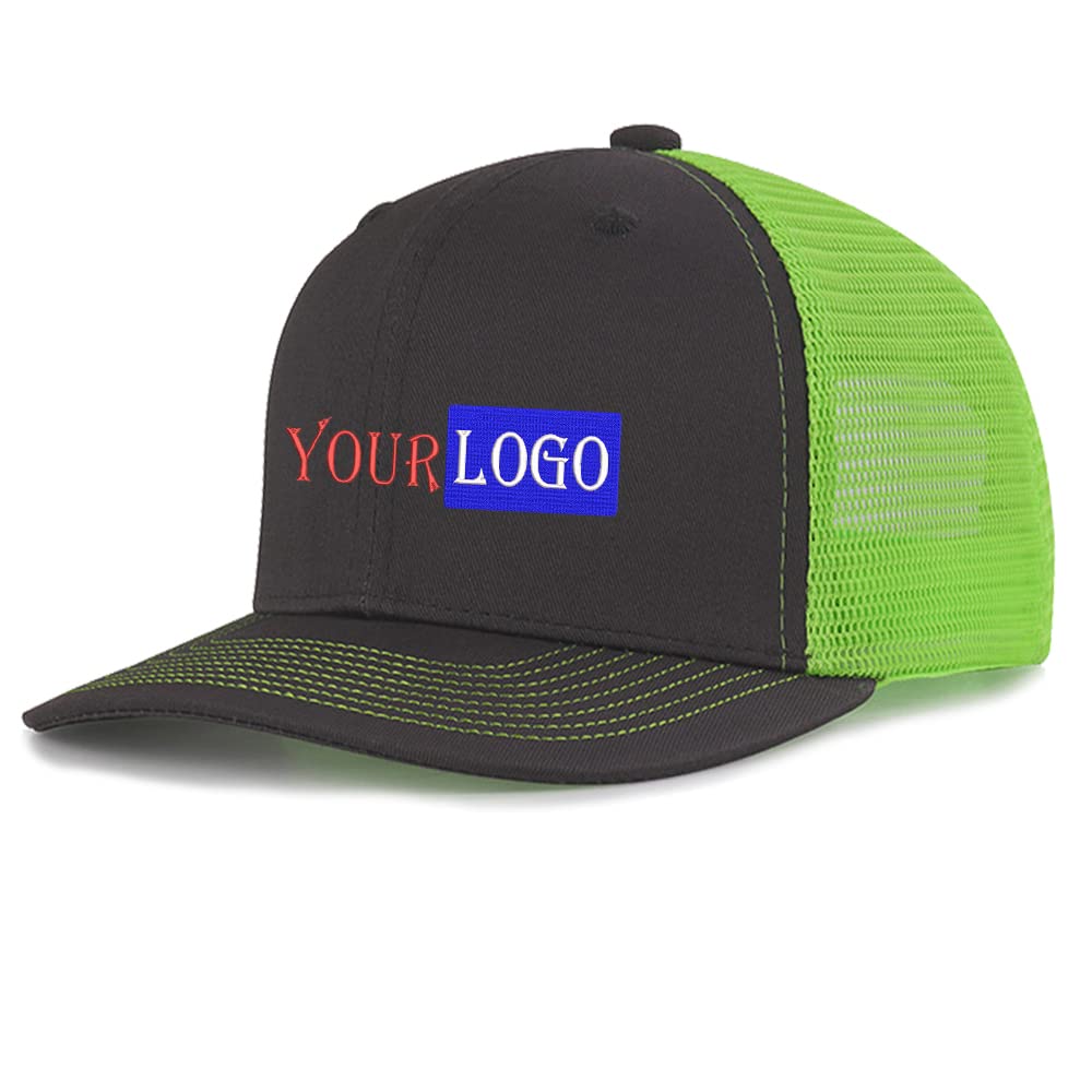 Custom Embroidered Hat Logo Personalised Mesh Baseball Cap Mens Summer 112 Trucker Cap,Unisex Embroidered Cap Dad/Mom Gifts Grey Green