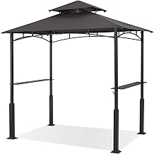 ABCCANOPY 8x5 Grill Gazebo - Outdoor BBQ Canopy Shelter with Led Light for Patio Backyard Grilling (Dark Grey)