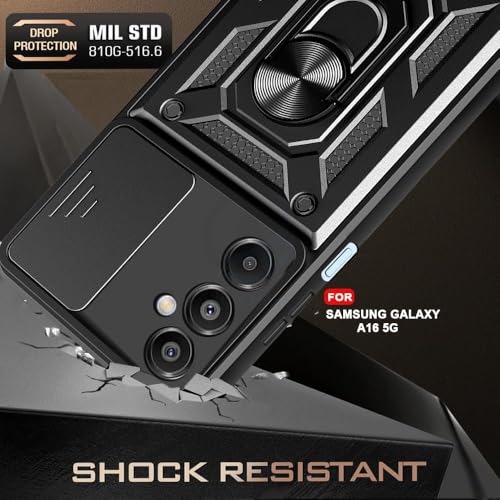 Image of Luxe Back Cover for Samsung A16 5G / Samsung F16 5G / Samsung M16 5G | D10 Tough Armor Case | Sliding Camera Shield | 360 Protection | Kickstand Ring Holder | Military-Grade Shockproof Case