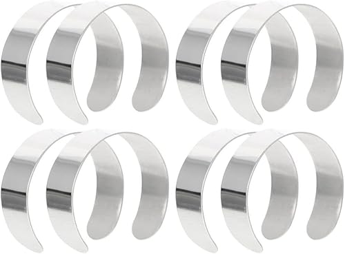 Miniatura 9 de Milisten Pulsera de cuero, 8 piezas, pulsera en blanco de acero inoxidable, anillo de núcleo en blanco, ajustes, pulsera para hacer joyas de