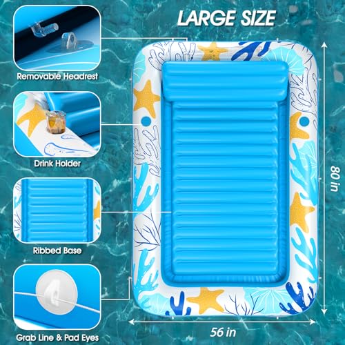 Image of Inflatable Tanning Pool Lounger Float - Jasonwell 4 in 1 Sun Tan Tub Sunbathing Pool Lounge Raft Floatie Toys Water Filled Tanning Bed Mat Pad for Adult Blow Up Kiddie Pools Kids Ball Pit (OA,XL)