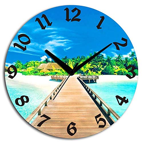 Buy Studio Shubham Wooden Beach Wall Clock (29 cm x 29 cm x 3 cm