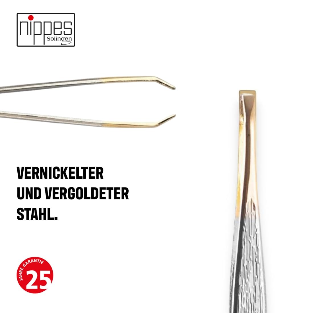Nippes Solingen Pinzas de acero niquelado, 9 cm