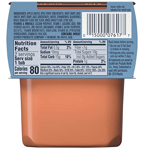 Gerber Natural for Baby 2nd Foods Apple Strawberry Blueberry 8 Ounce (Pack of 4) - Thumbnail 2