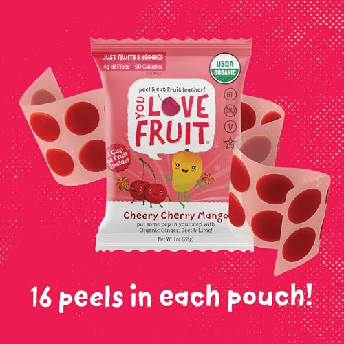 YOU LOVE FRUIT Cheery Cherry Mango Fruit Snacks, Vegan, 1oz Pack of 12 - image 2