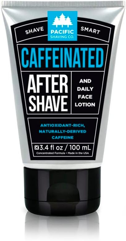 Caffeinated Aftershave - Helps Reduce Appearance of Redness, With Safe, Natural, and Plant-Derived Ingredients, Soothes Skin, Paraben-Free, Made in USA, 3.4 oz | Men's Grooming Post-Shave Balm for Sensitive Skin with Spearmint - Antioxidant Daily Face Lotion for Razor Bump & Burn Relief