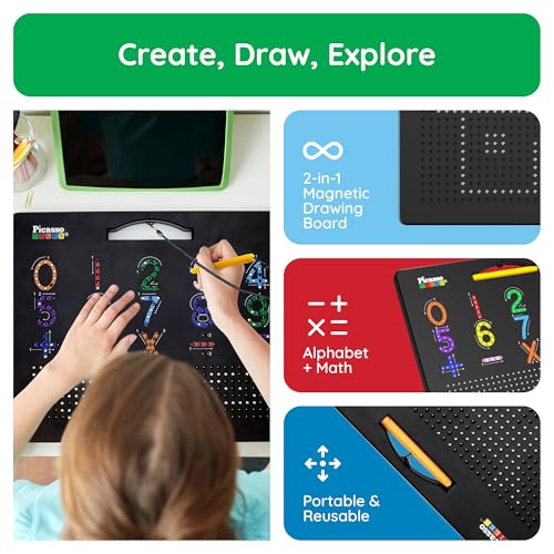 PicassoTiles Magnetic Drawing Board Toy - STEM Learning Tablet