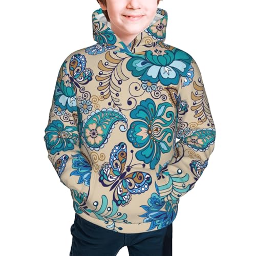 Vintage Floral Butterflies Kid Hoodies Boys Sweatshirts Girls Pullover with Pocket3