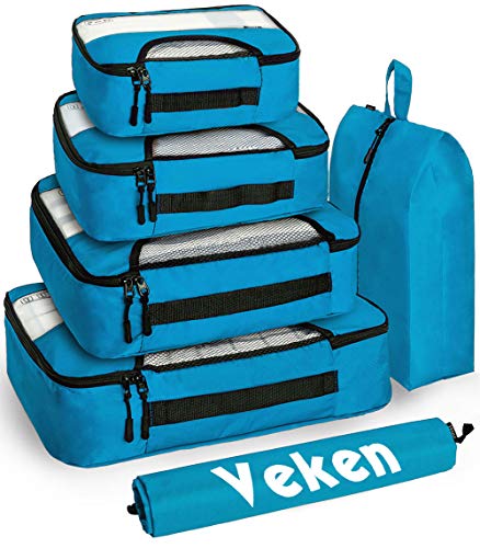 Veken Packing Cubes, Blue, XL-Large, Large, Medium, Small