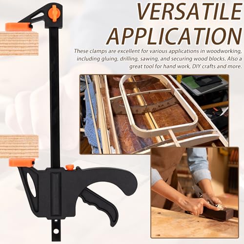 Image of 5-Pack Bar Clamps for Woodworking 4 Inch One-Handed Wood Working Clamp Spreader Quick-Change F Clamp for Gluing Drilling Sawing Securing Carpentry and DIY