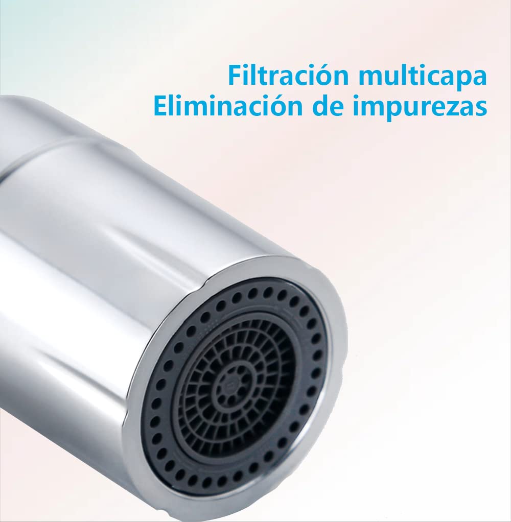 Esufeir 360 Giratorio Aireador Grifo Cocina FM22/M24 con Adaptador,Extension Difusor Atomizador Universal,Boquilla Cabezal Filtro Extensor Grifo Lavabo,Alargador Alcachofa Dosificador Acople Ducha — view 4