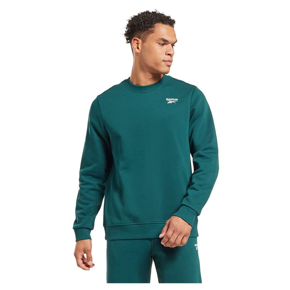 Reebok Men's Left Chest Logo Crew Sweatshirt, forest green/forest green, XS