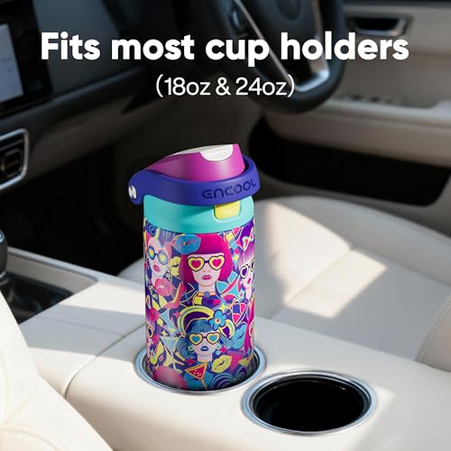 Image of ENCOOL Leakproof Insulated Water Bottle with Straw Dual-Sip Water Bottle Bag-Safe Design for Work, Commute & Gym - Keeps Drinks Cold All Day, 24 oz, Vibe Spice