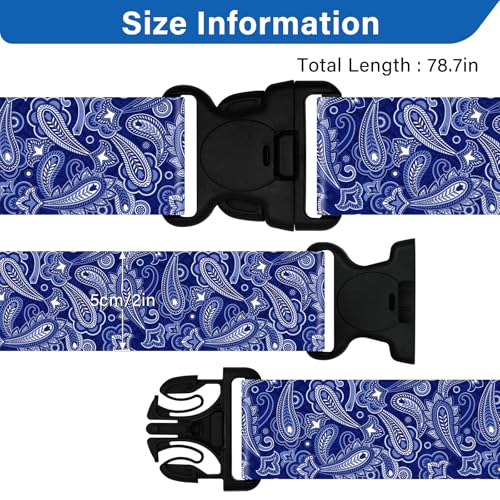 Image of 2 Pack Luggage Straps for Suitcases, Adjustable Travel Belt with Double Lock and Quick Release Buckle, Heavy Duty Nylon Bag Packing Strap, Bright Identifiers Business Travel Accessories-Blue Flowers