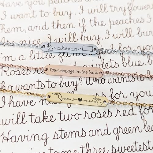 State Country Necklace for Couples Friends Custom Long Distance Relationship Jewelry Unique Handmade Charm USA Love Gift for Deployment, Separation, Going away Present Bridesmaid Gift Idea4