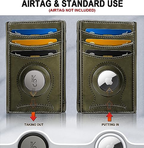 KEMISANT Men Wallet Airtag&Standard Use, Slim Wallet Money Clip Credit Card Holder for Gift Men 10 Cards Magnegic Closure4