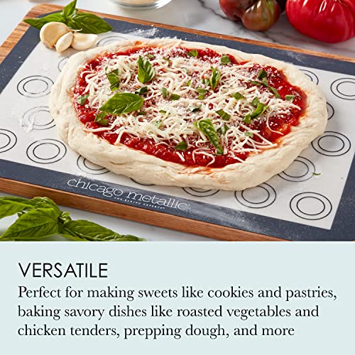 Chicago Metallic Silicone Pastry Mat With Measurements,, Baking Mat With Cookie Marks Gray 16.5X11.5 Inch #TOP4