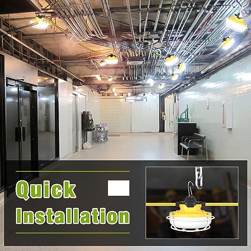 YXL Construction String Lights, Industrial String Work Lights, IP65 Waterproof Super Bright for Construction Sites Temporary Work Jobsites Outdoor Lighting（Flat） (130W-100FT-2Prong) by YXL - Image 6