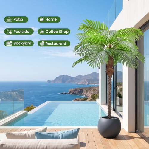 Image of Artificial Palm Trees for Outdoors,7.5ft Tall Fake Plant for Indoor /Outdoor
