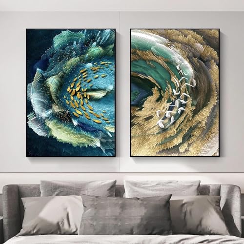 Toile peinture murale poisson salon KEBIA 60x80cm affiche abstraite