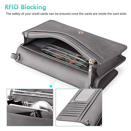 Image of nuoku Women Small Crossbody Bag Cellphone Purse Wallet with RFID Card Slots 2 Straps Wristlet