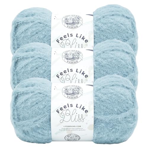 Image of Lion Brand Yarn Feels Like Bliss, Bulky Yarn for Knitting, Aqua, 3 Pack