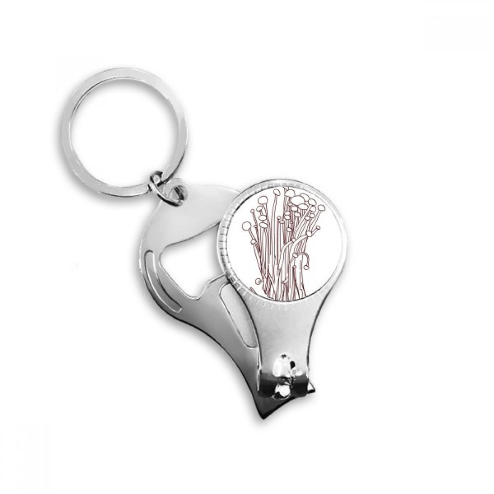 Flammulina Velutipes Mushroom Pattern Nail Nipper Ring Key Chain Bottle Opener Clipper